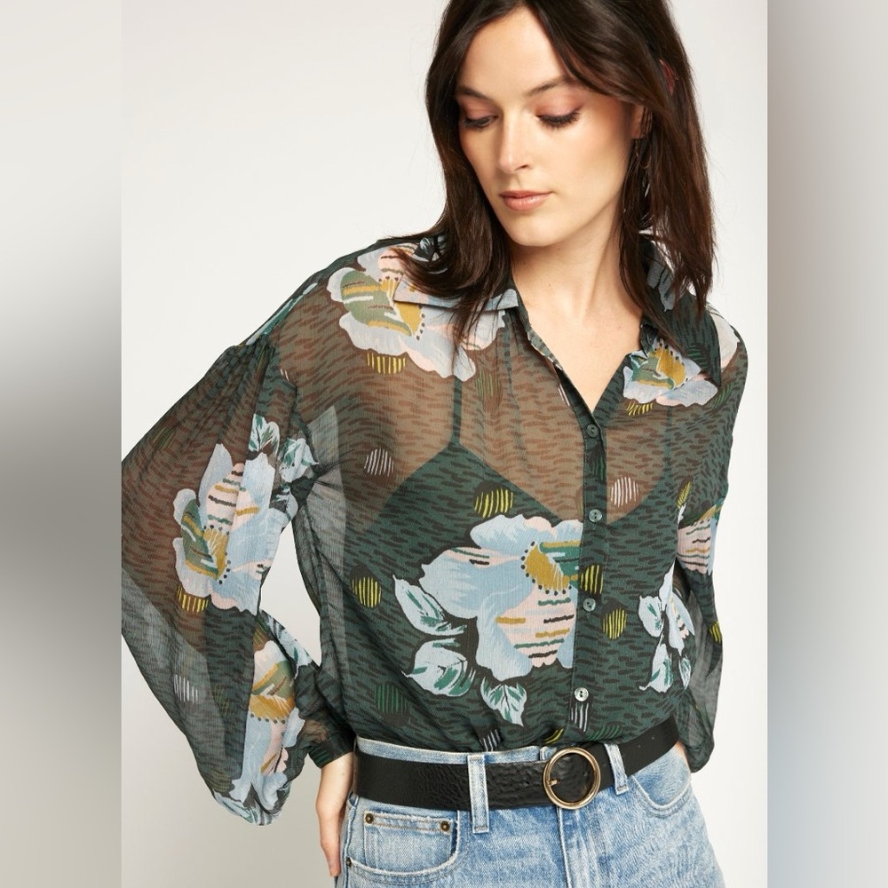 Joie Matilda Long Sleeve Silk Top